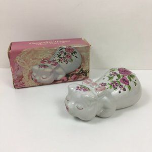VTG Avon Pampered Pig Ceramic Pomander Fragrance Holder Box